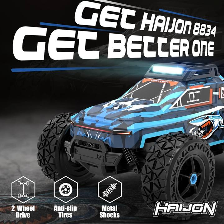 Haijon 1:20 25+kmh High Speed RC Car, Remote Control Truck Radio Off-Road Cars Vehicle Electronic Monster Hobby Buggy for Adults and Children Boys(Blue)