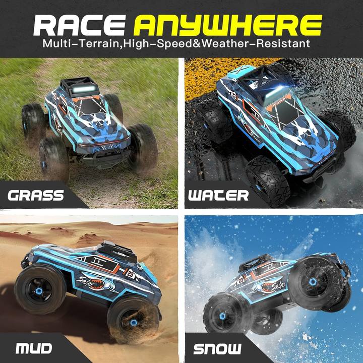 Haijon 1:20 25+kmh High Speed RC Car, Remote Control Truck Radio Off-Road Cars Vehicle Electronic Monster Hobby Buggy for Adults and Children Boys(Blue)