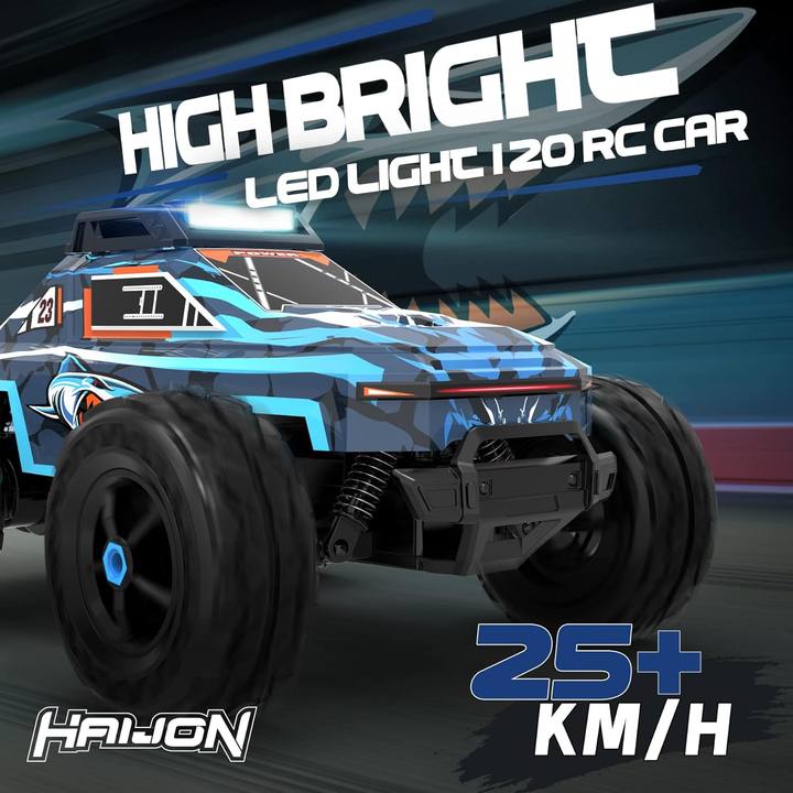 Haijon 1:20 25+kmh High Speed RC Car, Remote Control Truck Radio Off-Road Cars Vehicle Electronic Monster Hobby Buggy for Adults and Children Boys(Blue)