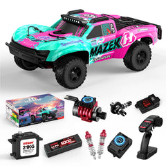RC Car Mazek M23 1/10 Big Scale 4X4 RTR Professional Short Course Truck 3S/4S Full Metal Drivetrain(Pink)