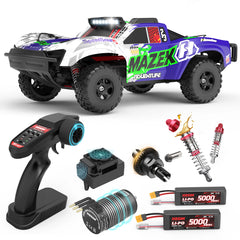 RC Car Mazek M23 1/10 Big Scale 4X4 RTR Professional Short Course Truck 3S/4S Full Metal Drivetrain(Blue)