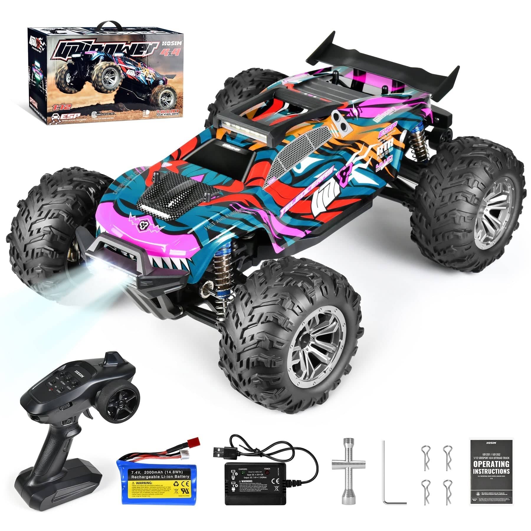 HOSIM 1202 1:12 Large Scale Remote Control Car RC Car Monster Truck 4X –  Hosim