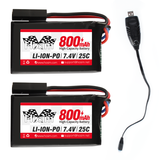 Hosim 2pcs 7.4V 800mAh 25C Battery Pack for 9130 9135 9136 9138