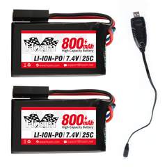 Hosim 2pcs 7.4V 800mAh 25C Battery Pack for 9130 9135 9136 9138