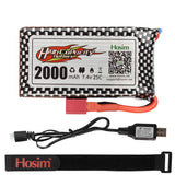 Hosim 7.4V 2000mAh Li-Po Battery+USB For 9125 9126 HS9125 RC Car Truck