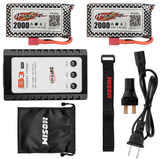 Hosim 2pcs 2000mah lipo Battery 7.4v 25C RC Cars Battery for 1/10 Scale 9125 9126 HS9125