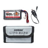 Hosim 7.4V 1600mAh  Li-Po Battery 25-DJ02 & 1 Safety Bag +USB for 9125 9126 HS9125 RC Car