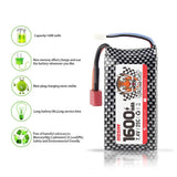 Hosim 7.4V 1600mAh  Li-Po Battery 25-DJ02 & 1 Safety Bag +USB for 9125 9126 HS9125 RC Car