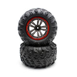 Hosim 2PCS 1:10 RC Car Tires&Wheel Rim Rubber for 9125 9126 RC Monster Truck 25-ZJ02