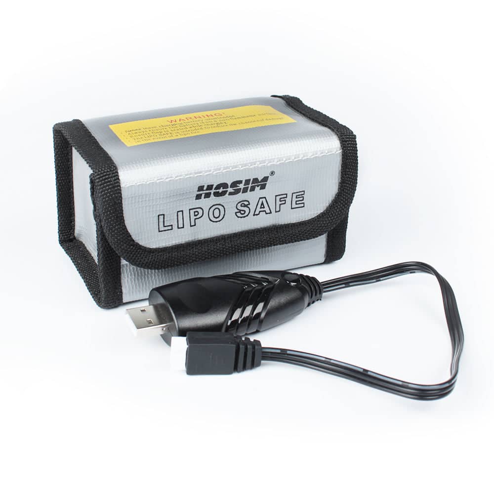 Hosim 7.4V 1600mAh  Li-Po Battery 25-DJ02 & 1 Safety Bag +USB for 9125 9126 HS9125 RC Car