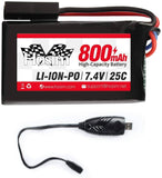 hosim 7.4V 800mAh RC Car Li-Po Battery, 1pcs 2AUSB + Battery Bag,