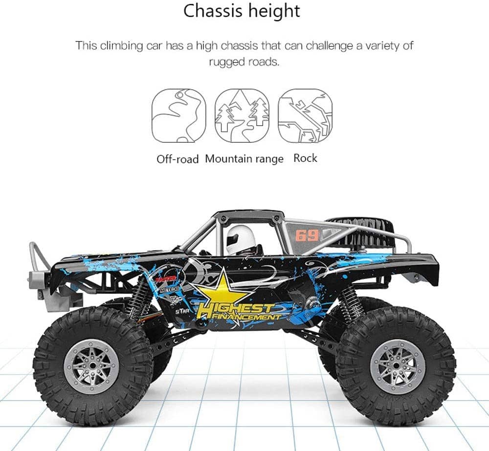 Wltoys RC Car 104310 1:10 Scale Large Off-Road Remote Control Car 2.4G Electric 4WD Double Bridge Climbing RC Buggy Monster Car