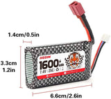 Hosim 2pcs 7.4V 1600mAh Battery+Safety Bag for 9125 9126 HS9125