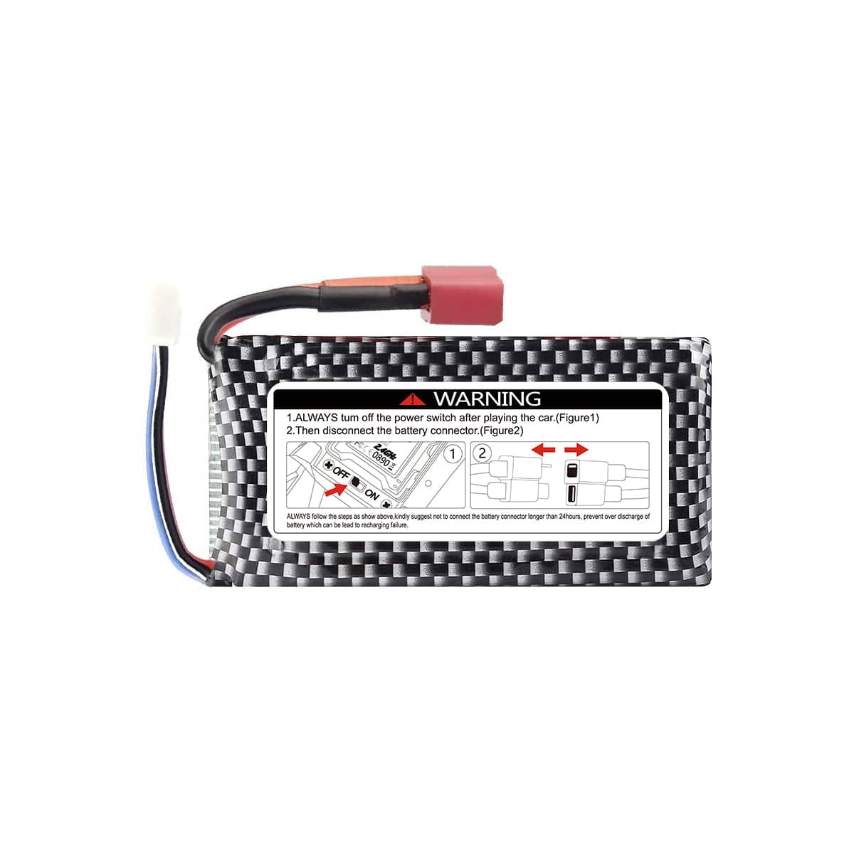 Hosim 7.4V 1600mAh 25C Rechargeable Li-Po Battery 25-DJ02 Pack+USB For 1:10 9125 9126 HS9125 RC Car