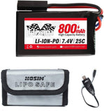 hosim 7.4V 800mAh RC Car Li-Po Battery, 1pcs 2AUSB + Battery Bag,