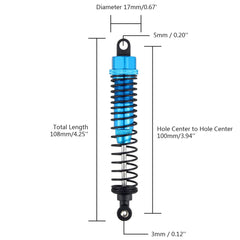 RC Car 4 Pcs Front Rear Shock Absorber for 1:10 Traxxas Slash 30 Monster Truck