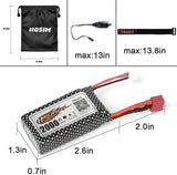 Hosim 3pcs 7.4V 2000mAh 25C T Connector Li-ion Battery with 1 Balance Charger,1 Battery Bag, 1 Double Battery Connector & 1 Strap for 9125 9126 HS9125 RC Cars