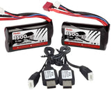 Hosim 2pcs 7.4V 1500mAh 15C T Connector Li-ion Rechargeable Battery Pack for 9135 9155 9156