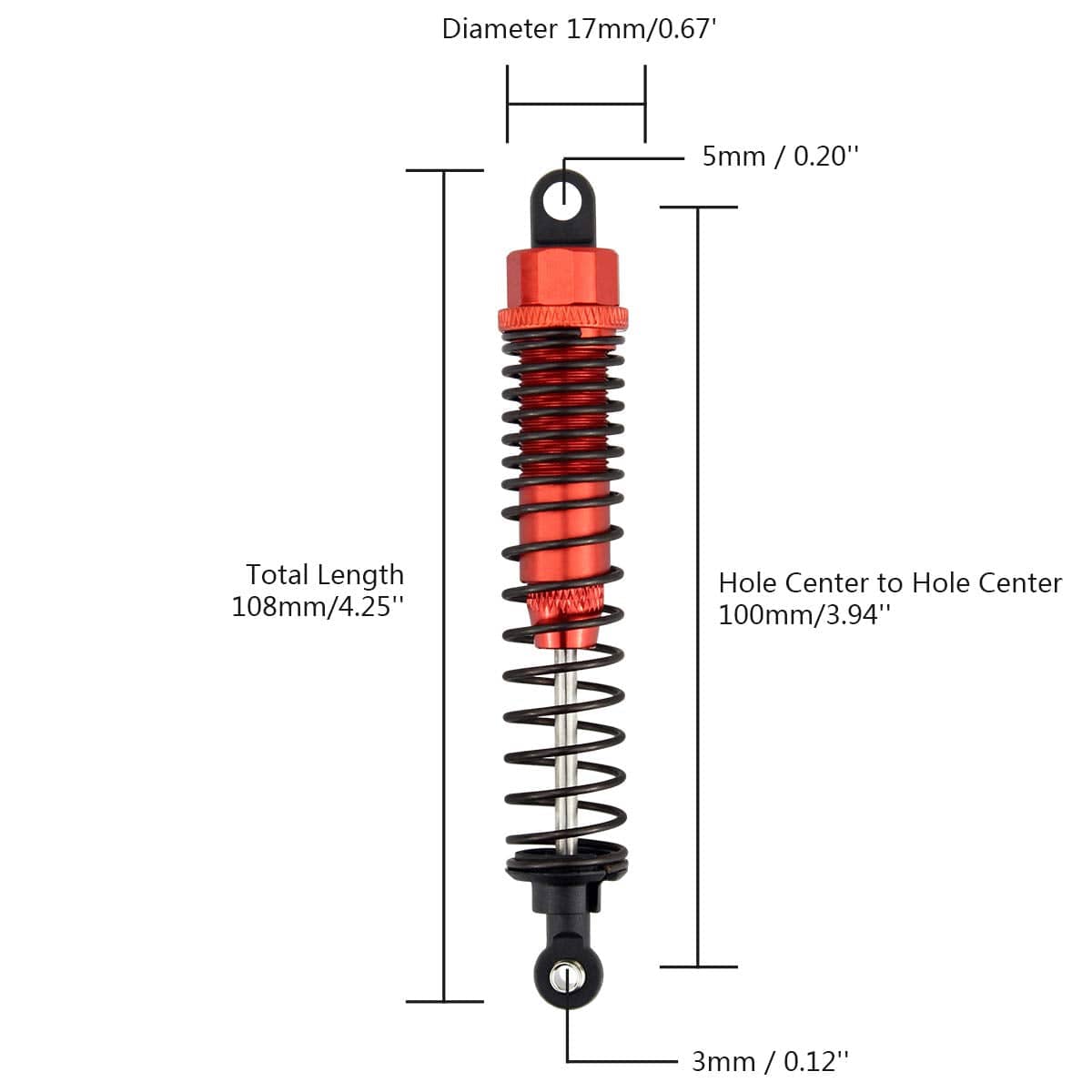 RC Car 4 Pcs Front Rear Shock Absorber for 1:10 Traxxas Slash 30 Monster Truck