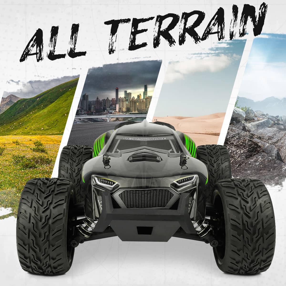 Hosim 1:14 Scale Radio Controlled Car RC Monster Truck Buggy G172 Green 2 Set Batteries
