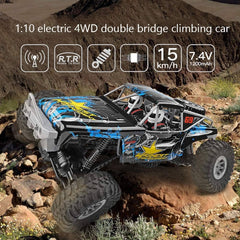 Wltoys RC Car 104310 1:10 Scale Large Off-Road Remote Control Car 2.4G Electric 4WD Double Bridge Climbing RC Buggy Monster Car