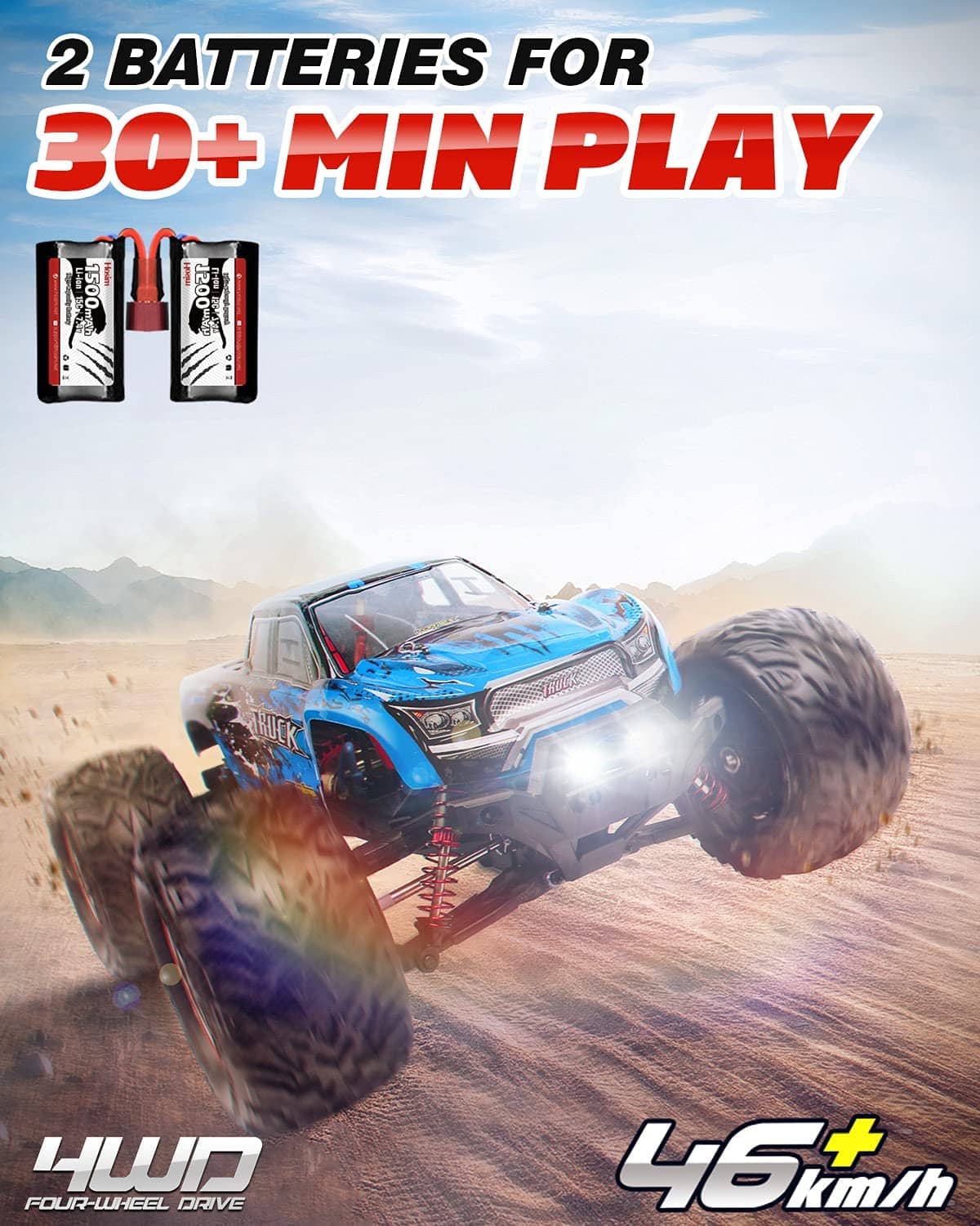 Hosim 1:12 Remote Control Car RC Car Monster Truck Oil Shock Dual Batteries Conector  9155 Blue