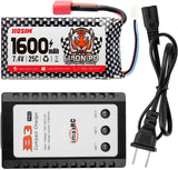 Hosim 1600mAh Li-Po Rechargeable Battery & 1 Balance Charger for 9125 9126 HS9125 Truggy High Speed RC Truck