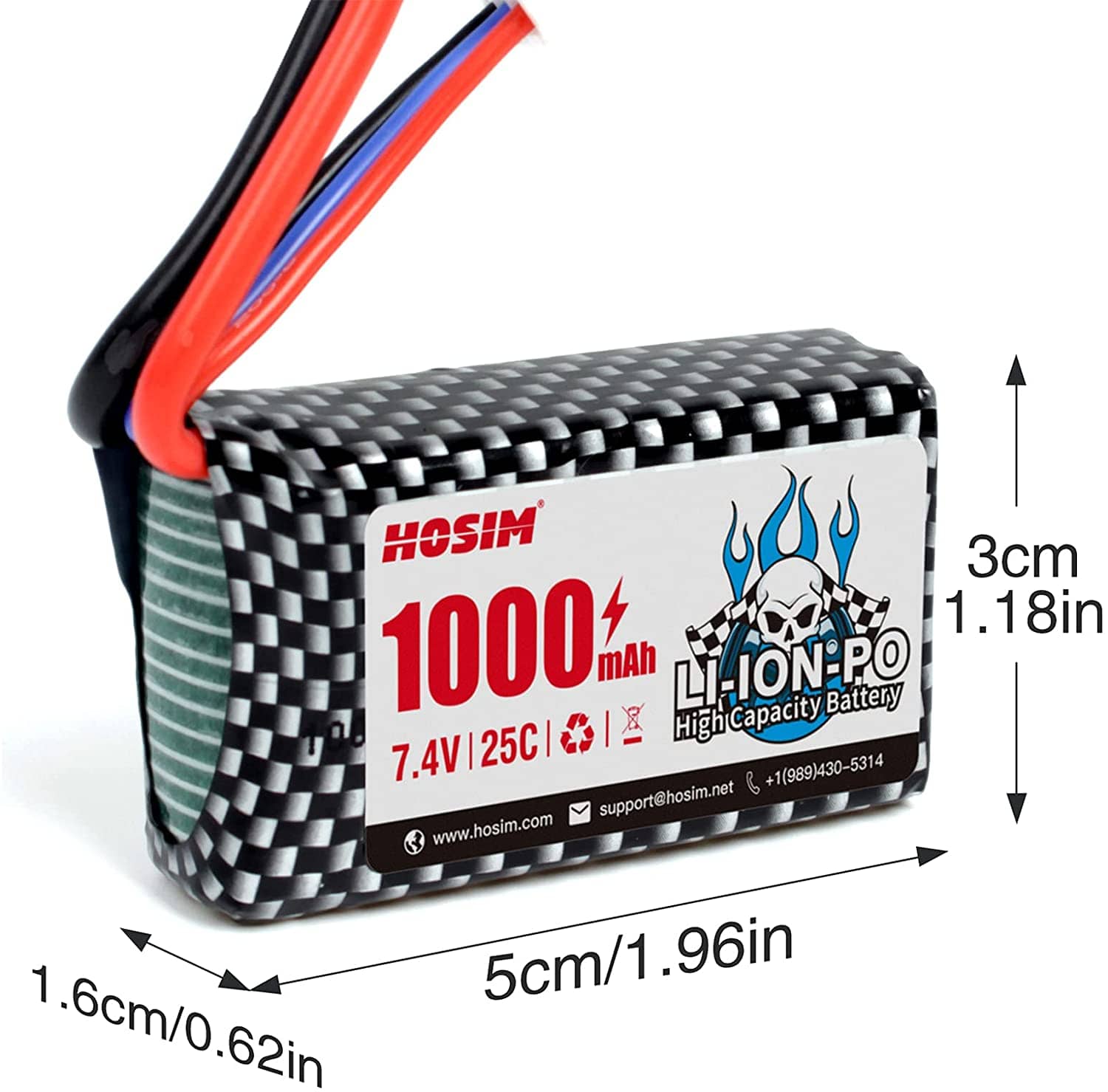 Hosim RC Cars Battery, 7.4v 25C T Connector 1000mAh Li-Po Battery, 1 Balance Charger for Q901 Q903 Q905