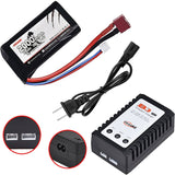 Hosim RC Cars 1pcs 2S 7.4V 2000mAh 20C T Plug Female Connector Battery for RC Truck 9155 9156