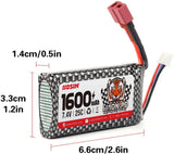 Hosim 2pcs 1600mah lipo Battery 7.4v 25C RC Cars Battery with 1 Battery Bag, 1 Balance Charger, 1 Strap & 1 Double Connector for 9125 9126 HS9125