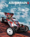 Wltoys 104001 1/10 RC Car with 2 Battery 2 Charger 45 Km/h High Speed 4WD RC Buggy Cars, 2.4GHz Off-Road RC Truck