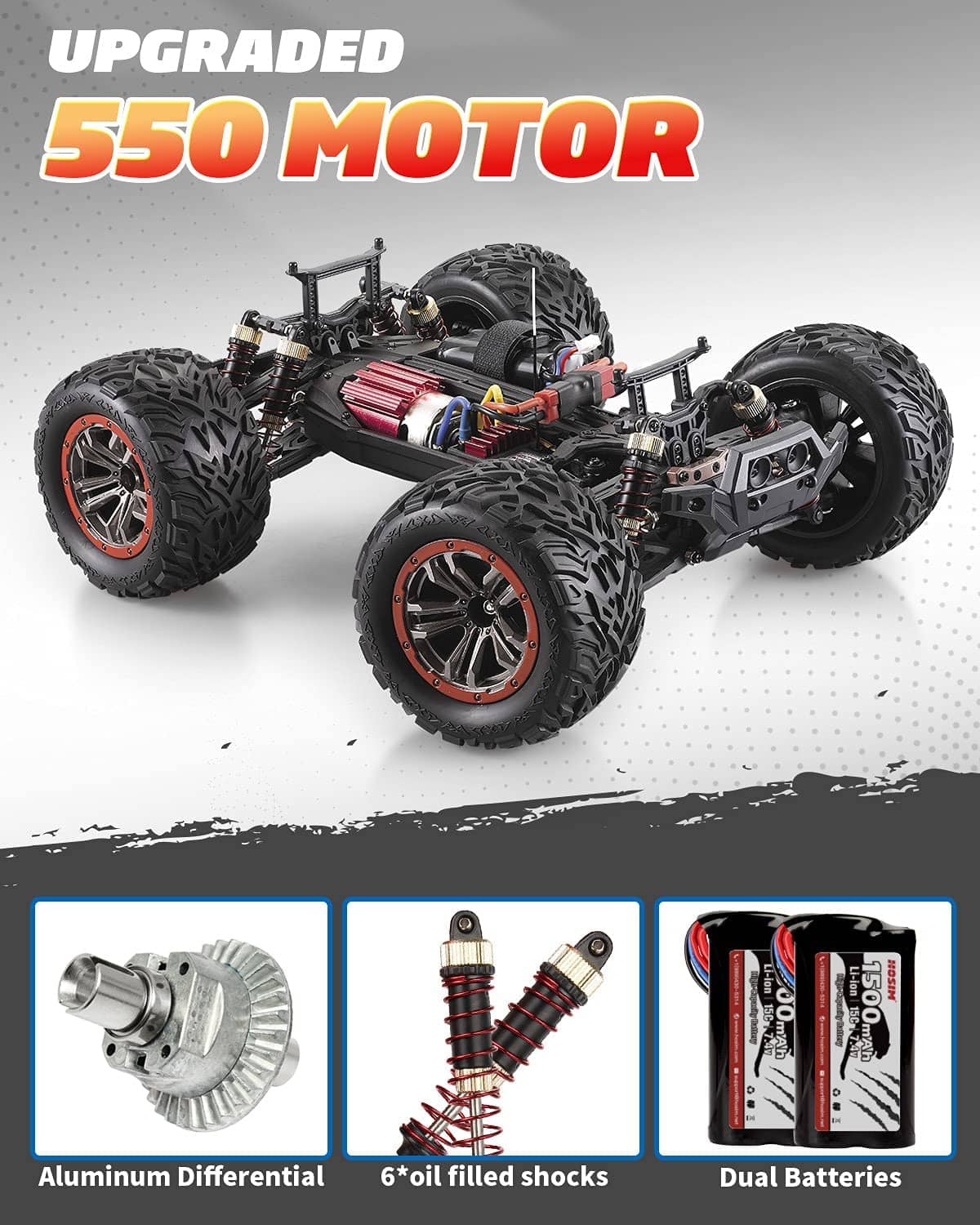Hosim 1:12 Remote Control Car RC Car Monster Truck Oil Shock Dual Batteries Conector  9155 Blue