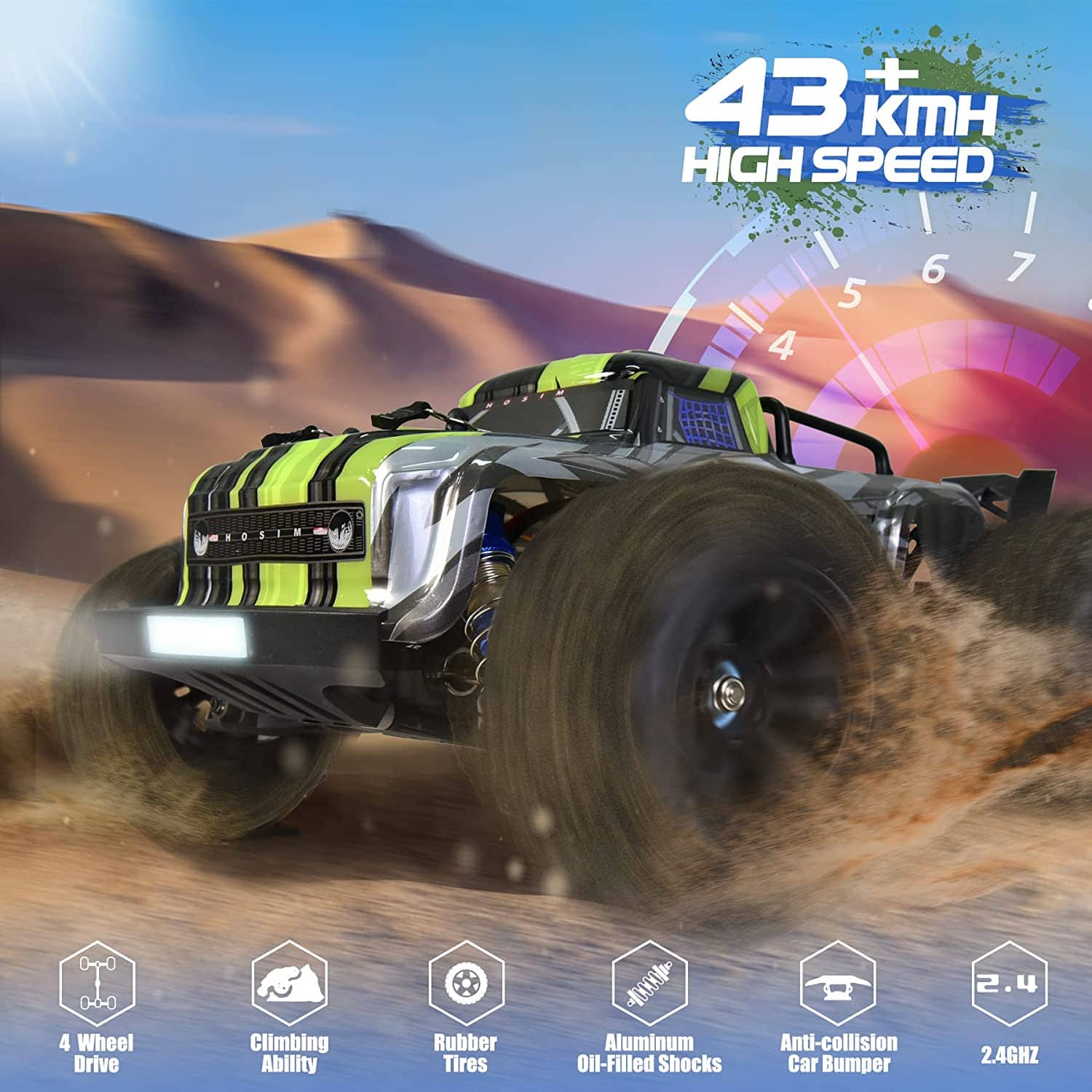 Hosim 1:16 Bluetooth GPS RC Car Remote Control Truck with App, 4WD All Terrain RTR Radio Cars Off Road Waterproof Hobby Grade Trucks for Child Adults