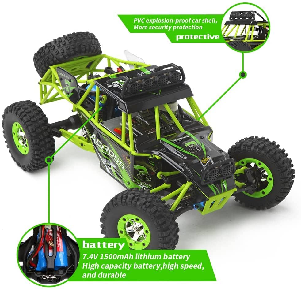 WLtoys 12428 RC Car, 1/12 Scale 4WD 50km/h High Speed RC Rock Crawler, 2.4Ghz Remote Control Off Road Truck