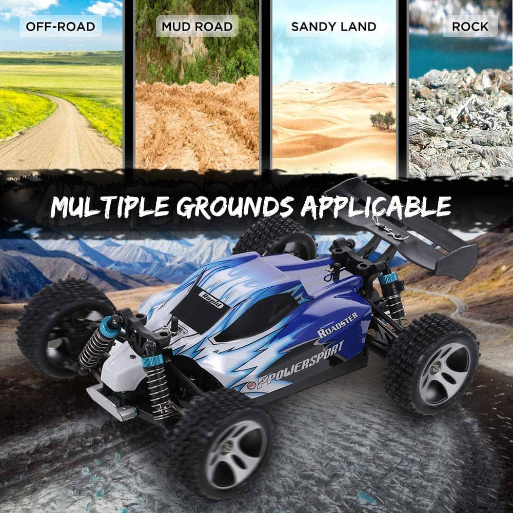 WLtoys A959 RC Car 1:18 Scale 2.4Ghz Remote Control Vehicle Off Road Trucks, 4WD 45KM/H High Speed Racing Buggy Car RTR for Kids