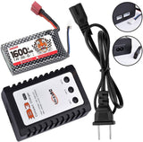 Hosim 1600mAh Li-Po Rechargeable Battery & 1 Balance Charger for 9125 9126 HS9125 Truggy High Speed RC Truck