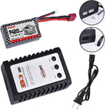 Hosim RC Cars Battery, 7.4v 25C T Connector 1420mAh Li-Po Battery & 1pcs Balance Charger for Q901 Q903 Q905