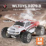 WLtoys A979-B RC Car 2.4G 1/18 Scale 4WD 70KM/h High Speed Electric RTR Monster Truck