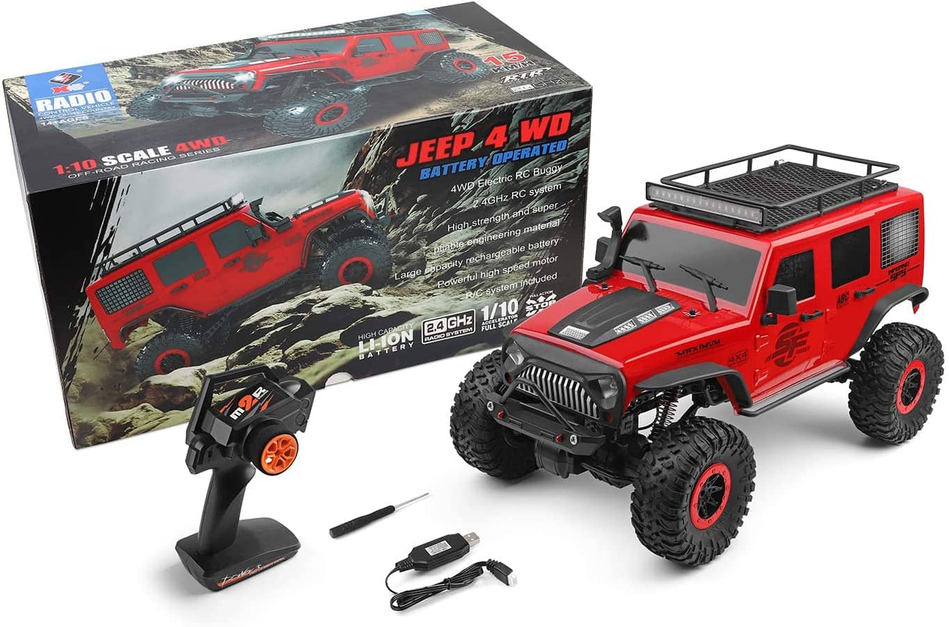 Wltoys WLtoys 104311 RC Car 1/10 Scale 4WD 2.4Ghz Remote Control Car, Brushed Motor Off-Road Crawler Car RTR for Kids and Adults