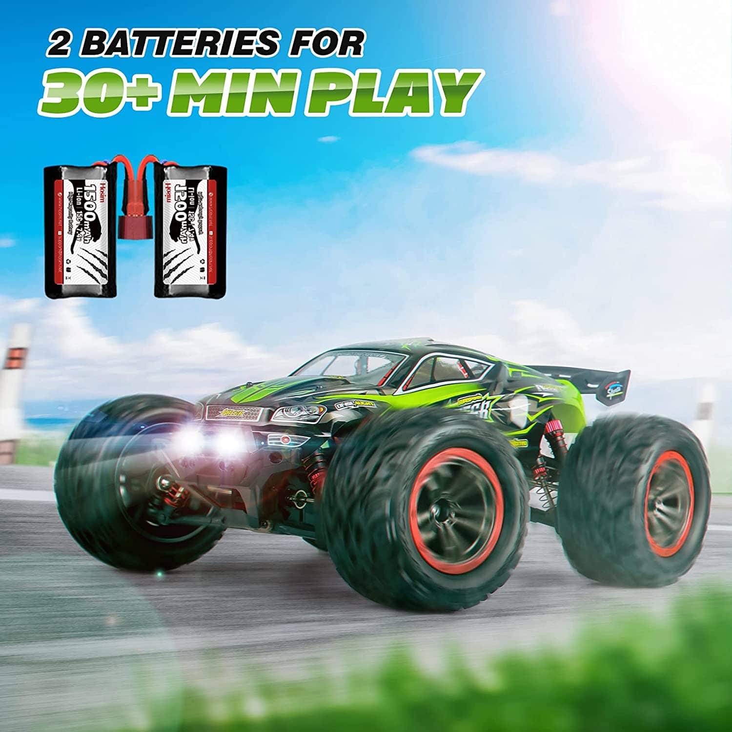 Hosim 1:12 RC Car Remote Control Car Monster Truck Dual Batteries 9156 Green