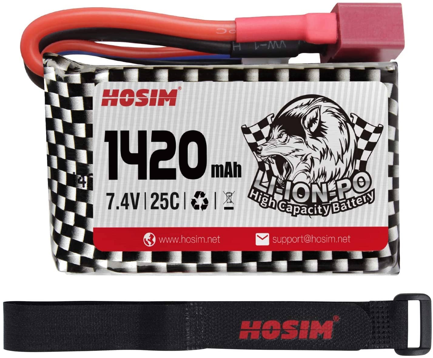 Hosim RC Cars Battery, 7.4V 1420mAh Li-Po  Battery for Q903 Q905