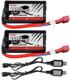 Hosim 2pcs 7.4V 1500mAh 15C T Connector Li-ion Rechargeable Battery Pack for 9135 9155 9156