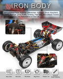 Wltoys 104001 1/10 RC Car with 2 Battery 2 Charger 45 Km/h High Speed 4WD RC Buggy Cars, 2.4GHz Off-Road RC Truck