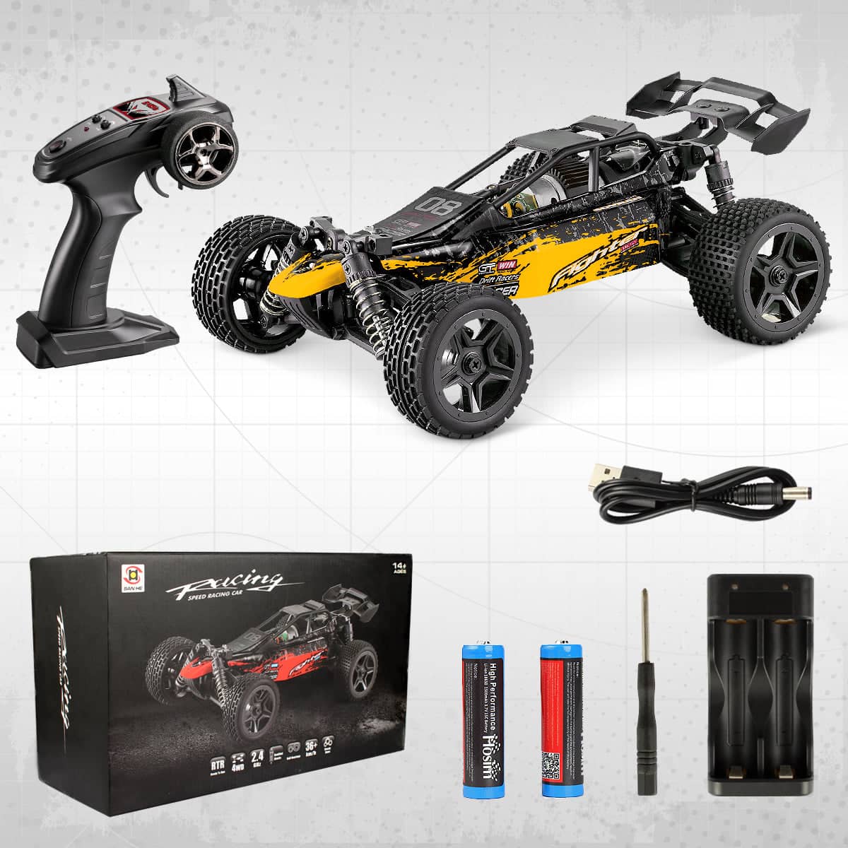 Hosim 1:14 4WD 36km/h Radio Controlled Monster Truck Buggy G171 Yellow