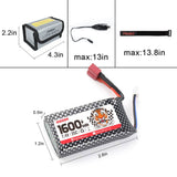 Hosim 7.4V 1600mAh  Li-Po Battery 25-DJ02 & 1 Safety Bag +USB for 9125 9126 HS9125 RC Car