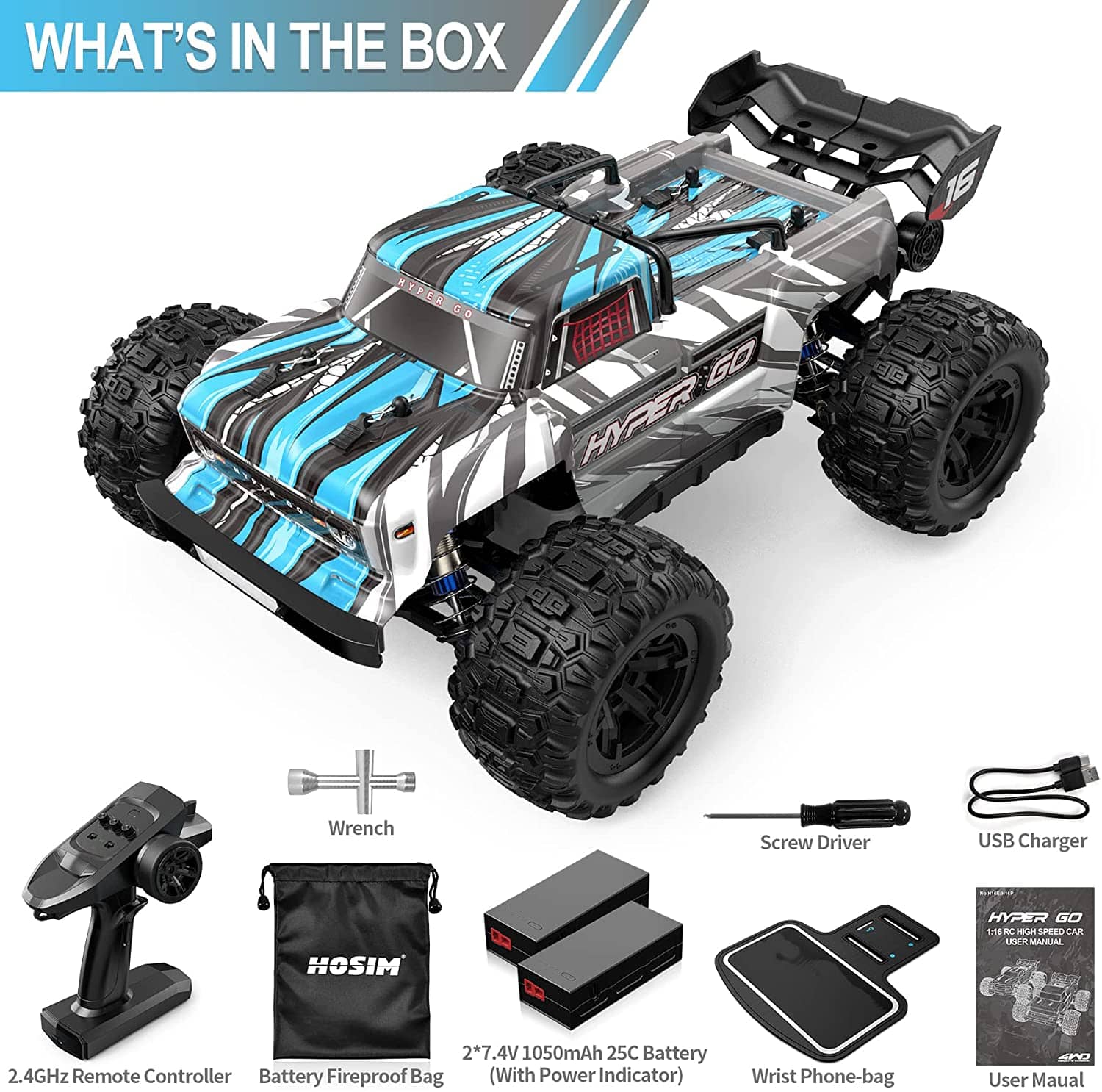 Hosim 1:16 Remote Control Truck 38+ KMH RC Car with Hyper GO App,GPS R