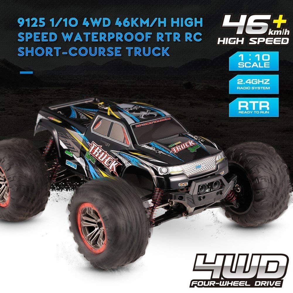 Hosim 1/10 RC Car Monster Truck 9125 Remote Control Car with 2 Batteries Blue High Speed