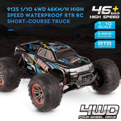 Hosim 1/10 RC Car Monster Truck 9125 Remote Control Car with 2 Batteries Blue High Speed