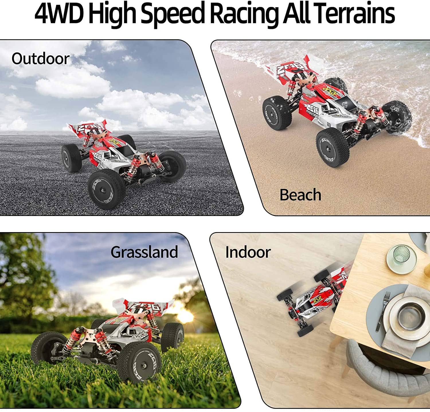 WLtoys Remote Control Car,60+ KMH 1:14 Scale WLtoys 144001 Fast RC Cars for Adults Kids,4WD Off Road Buggy Racing Car with 2 Batteries