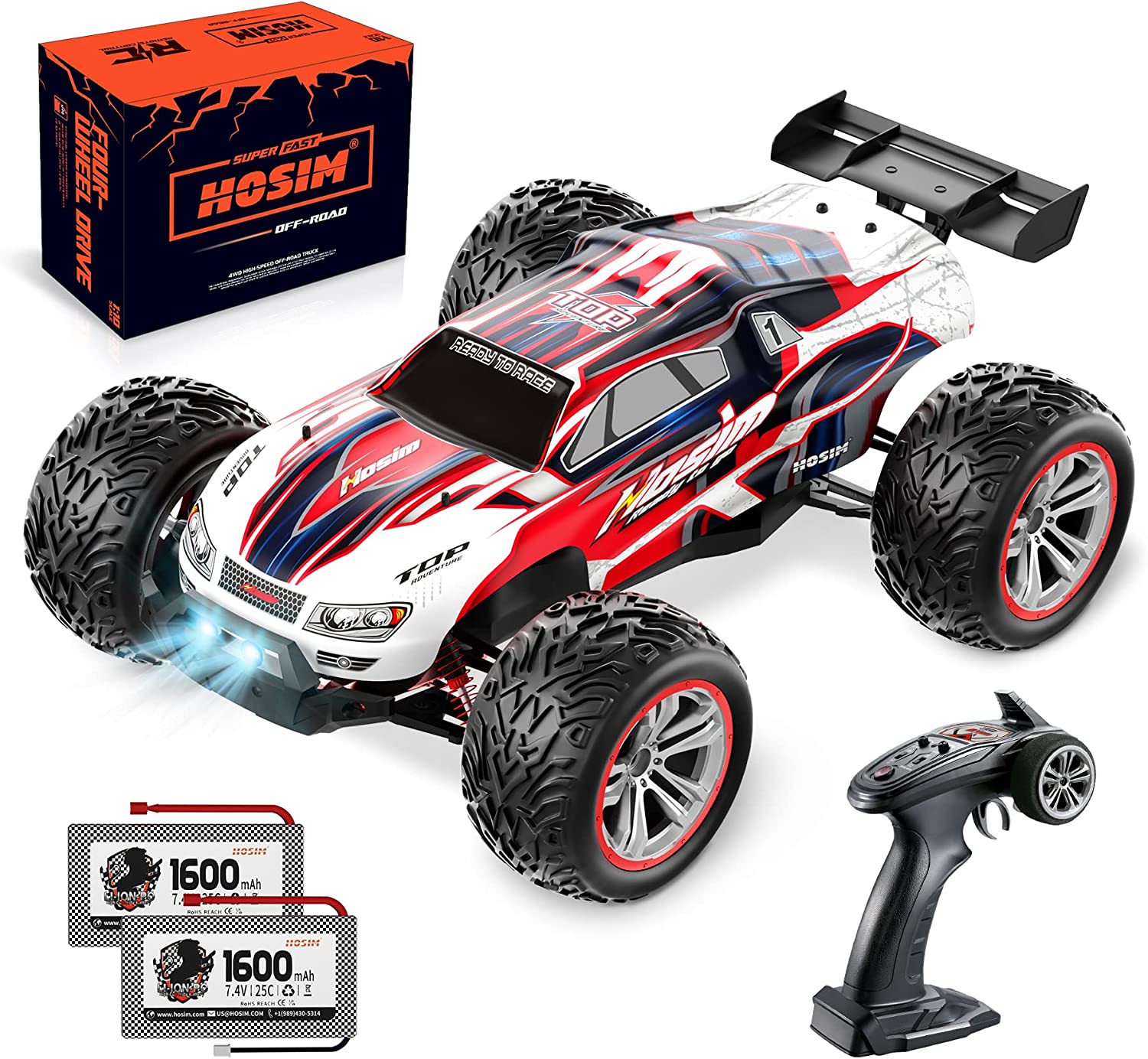 Hot Bee Remote Control Car High Speed RC Cars, 1:10 Scale 46KM/H 4WD Off  Road Monster Trucks,Christmas Gift for Boys Adults